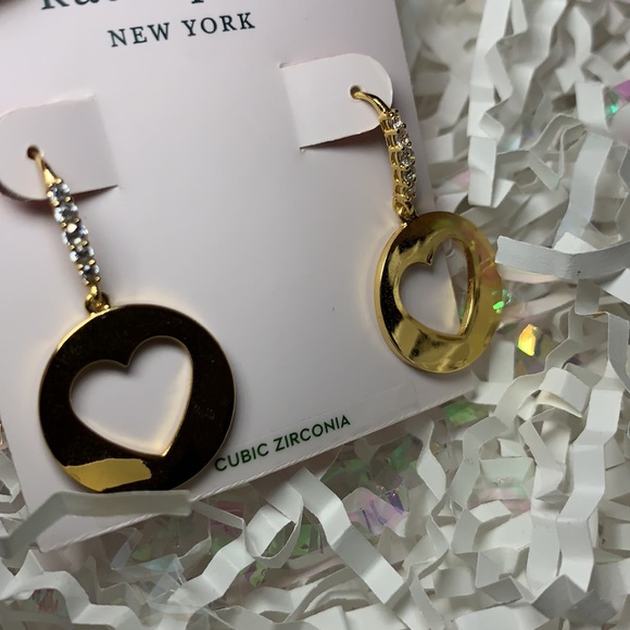 KATE SPADE Symbol Heart Cubic Zirconia Drop Earrings in Gold - Picture 5 of 6